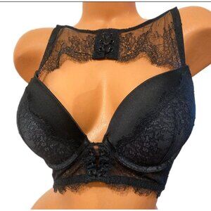 Victoria's Secret Black Lace Longline Push-Up Bra